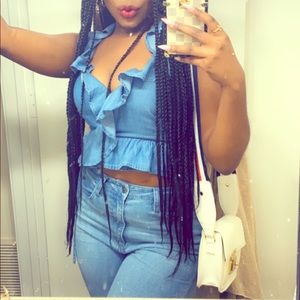 Faux Denim Wrap Around Tank